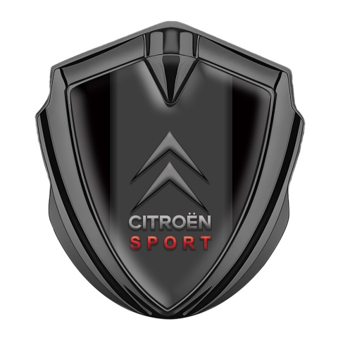 Citroen Sport Tuning Emblem Self Adhesive Graphite Black Base Grey Logo