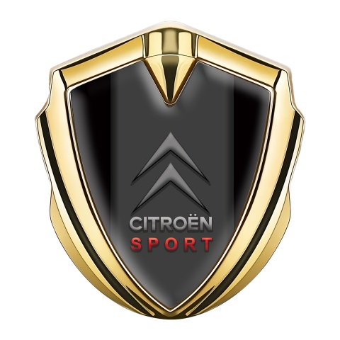 Citroen Sport Tuning Emblem Self Adhesive Gold Black Base Grey Logo