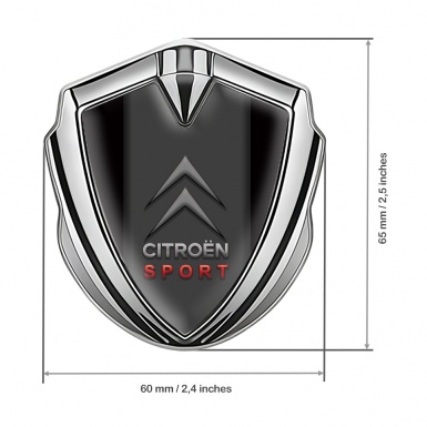 Citroen Sport Tuning Emblem Self Adhesive Silver Black Base Grey Logo