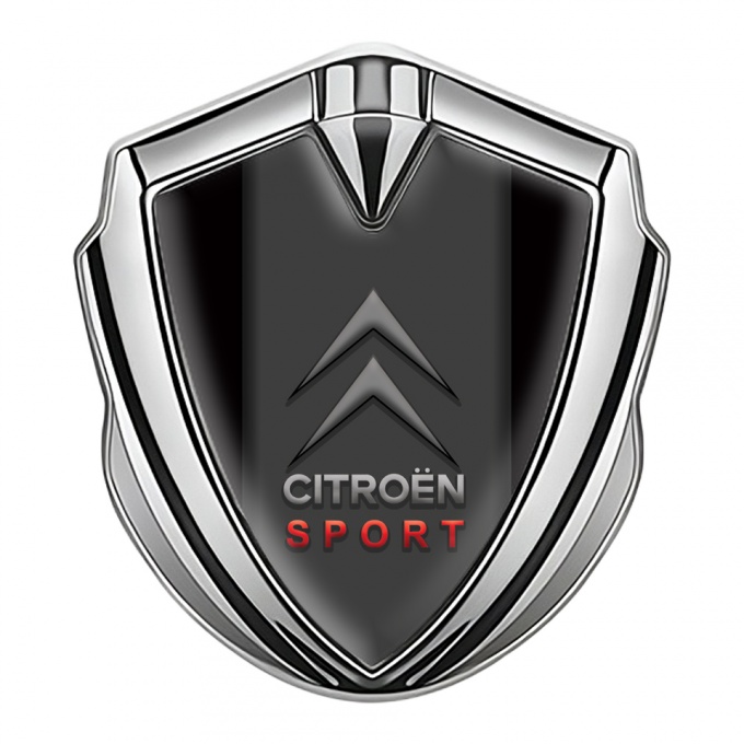 Citroen Selbstklebendes Metallaufkleber Emblem Silbertonfarbe Schwarz Fundament und Sport Logo Stil