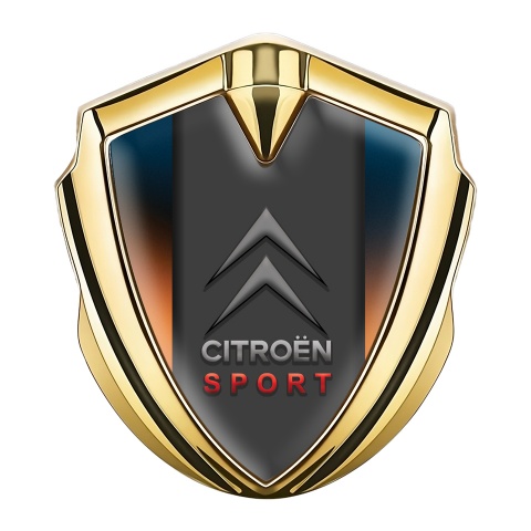 Citroen Sport Fender Emblem Badge Gold Colorful Base Classic Logo