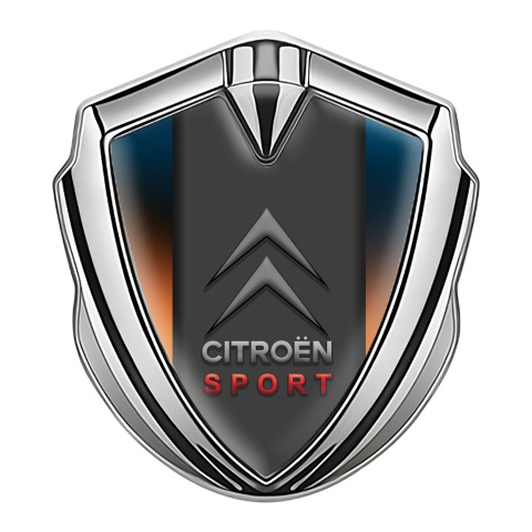 Citroen Emblem Logo Schriftzug Aufkleber Silbertonfarbe Orange Blau Basis und Graphit Panel Sport Logo