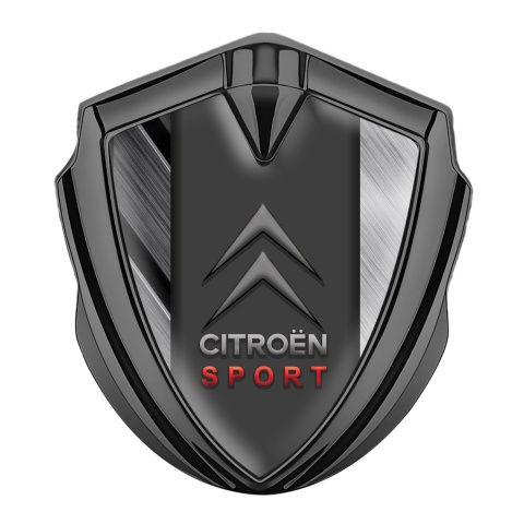 Citroen Sport Trunk Emblem Badge Graphite Brushed Metal Base Classic Logo