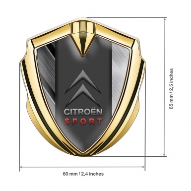 Citroen Sport Trunk Emblem Badge Gold Brushed Metal Base Classic Logo