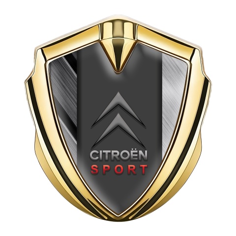 Citroen Sport Trunk Emblem Badge Gold Brushed Metal Base Classic Logo