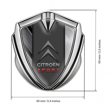 Citroen Sport Trunk Emblem Badge Silver Brushed Metal Base Classic Logo