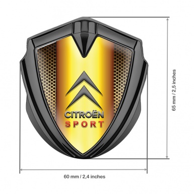 Citroen Sport 3D Car Metal Emblem Graphite Color Grid Gold Gradient Effect