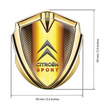 Citroen Sport 3D Car Metal Emblem Gold Color Grid Gold Gradient Effect