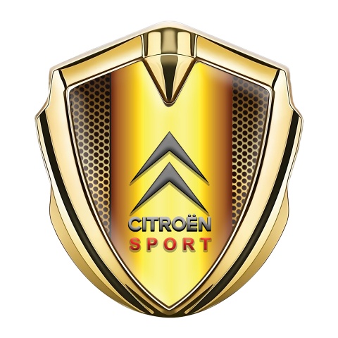 Citroen Sport 3D Car Metal Emblem Gold Color Grid Gold Gradient Effect