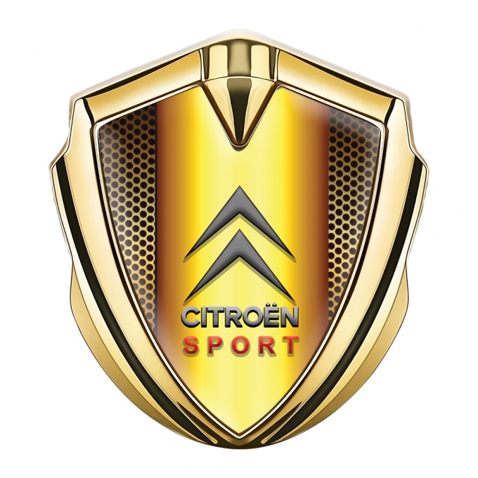 Citroen Sport 3D Car Metal Emblem Gold Color Grid Gold Gradient Effect