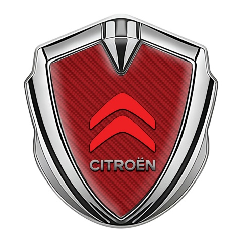Citroen Sport Tuning Emblem Self Adhesive Silver Red Carbon Red Logo