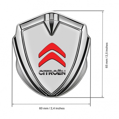 Citroen Sport Fender Emblem Badge Silver Grey Base Red Logo Edition