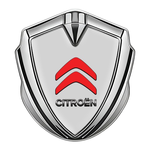 Citroen Sport Fender Emblem Badge Silver Grey Base Red Logo Edition