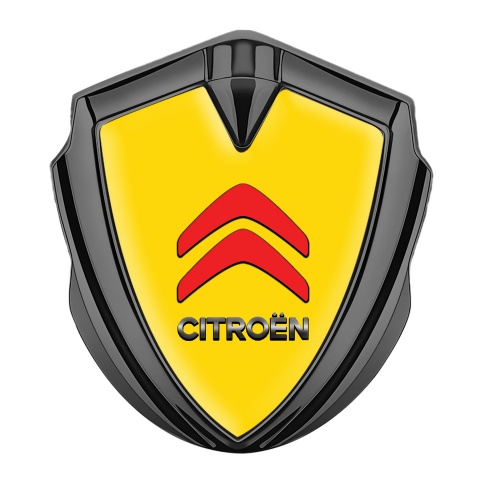 Citroen Sport Fender Metal Emblem Graphite Grey Yellow Base Red Logo