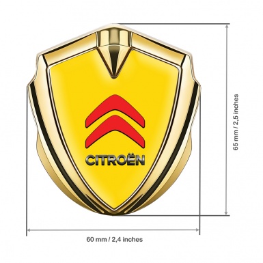 Citroen Sport Fender Metal Emblem Gold Grey Yellow Base Red Logo