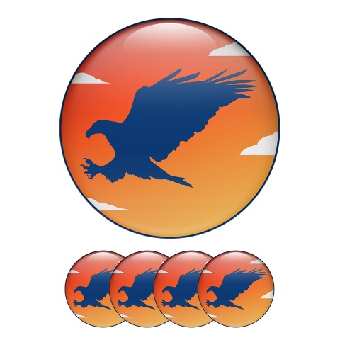 Animals Domed Stickers Wheel Center Cap Silhouette Of An Eagle In Dark Blue 