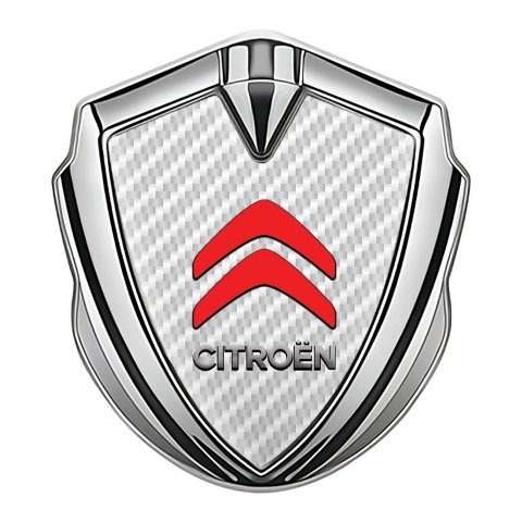 Citroen Sport Trunk Metal Emblem Silver White Carbon Red Logo Design