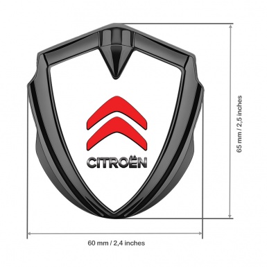 Citroen Sport Trunk Emblem Badge Graphite White Base Red Logo Edition