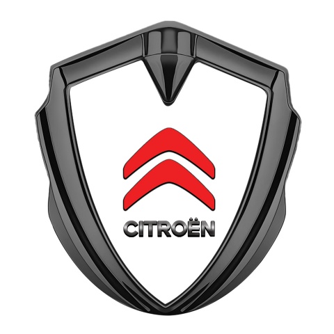 Citroen Sport Trunk Emblem Badge Graphite White Base Red Logo Edition