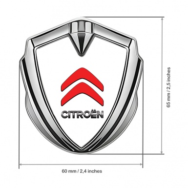 Citroen Sport Trunk Emblem Badge Silver White Base Red Logo Edition