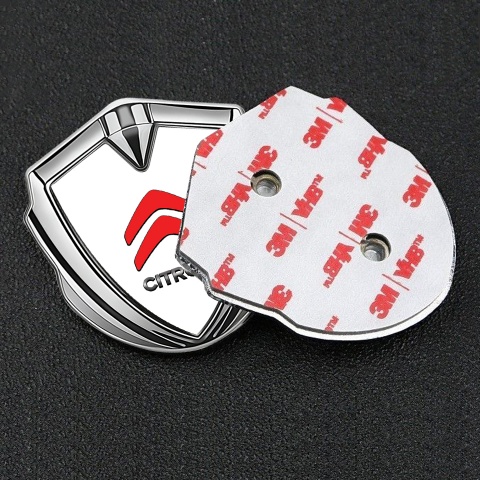 Citroen Sport Trunk Emblem Badge Silver White Base Red Logo Edition
