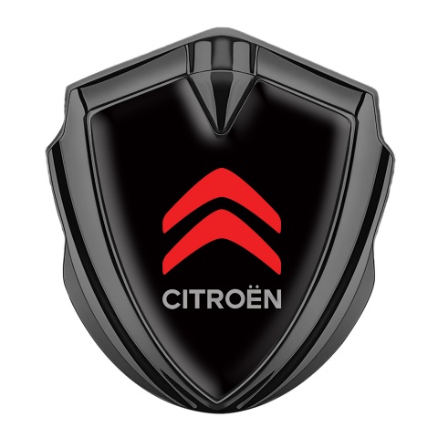 Citroen Sport Self Adhesive Bodyside Emblem Graphite Black Base Red Logo