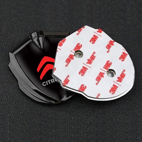 Citroen Sport Self Adhesive Bodyside Emblem Graphite Black Base Red Logo