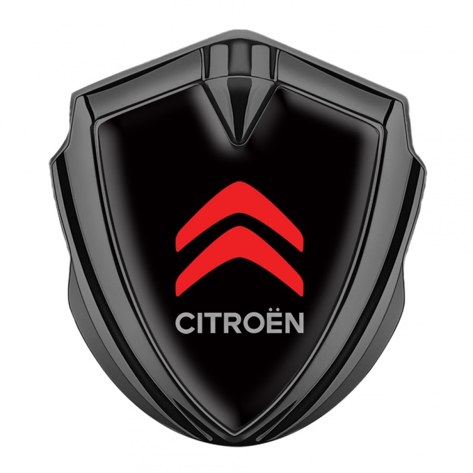 Citroen Sport Self Adhesive Bodyside Emblem Graphite Black Base Red Logo