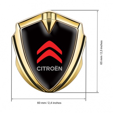 Citroen Sport Self Adhesive Bodyside Emblem Gold Black Base Red Logo