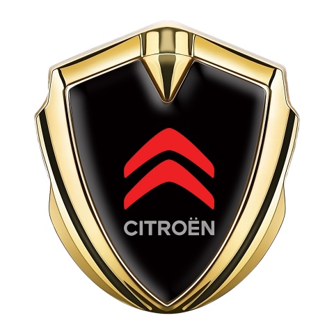 Citroen Sport Self Adhesive Bodyside Emblem Gold Black Base Red Logo