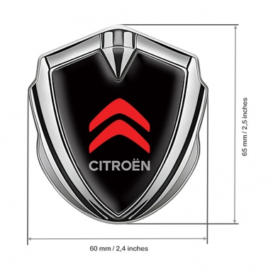 Citroen Sport Self Adhesive Bodyside Emblem Silver Black Base Red Logo