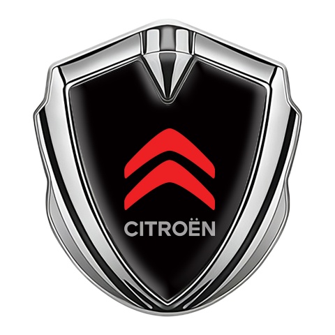 Citroen Sport Self Adhesive Bodyside Emblem Silver Black Base Red Logo
