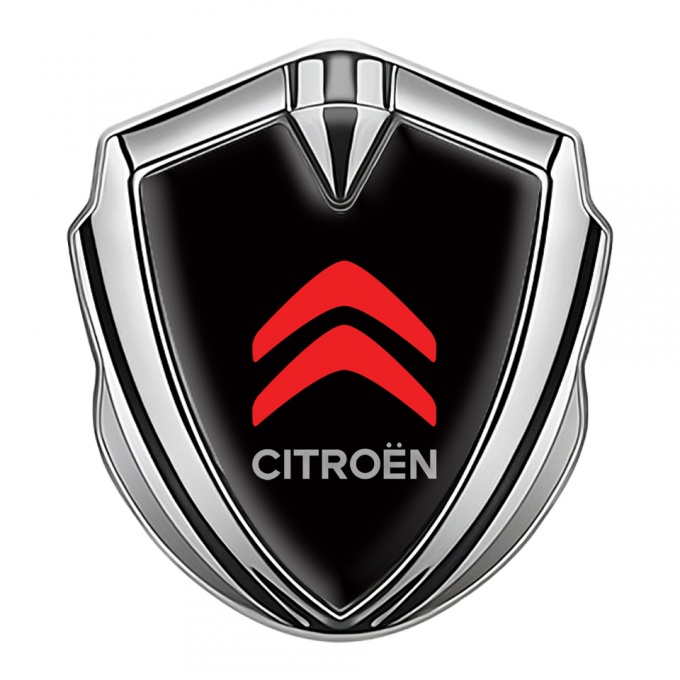 Citroen Sport Self Adhesive Bodyside Emblem Silver Black Base Red Logo