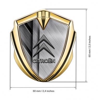 Citroen Metal Emblem Self Adhesive Gold Stacked Plates Grey Logo