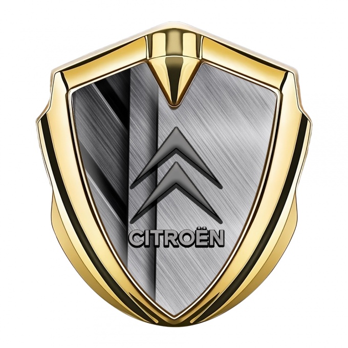 Citroen Metal Emblem Self Adhesive Gold Stacked Plates Grey Logo