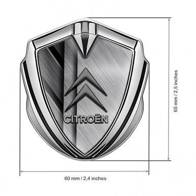 Citroen Metal Emblem Self Adhesive Silver Stacked Plates Grey Logo