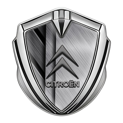 Citroen Metal Emblem Self Adhesive Silver Stacked Plates Grey Logo
