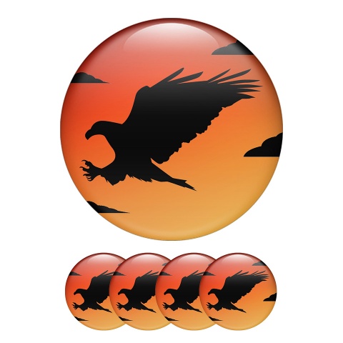 Animals Center Hub Dome Stickers Silhouette Of An Eagle In Black Color