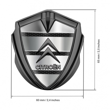 Citroen 3D Car Metal Emblem Graphite Metallic Fence Effect Grey Logo