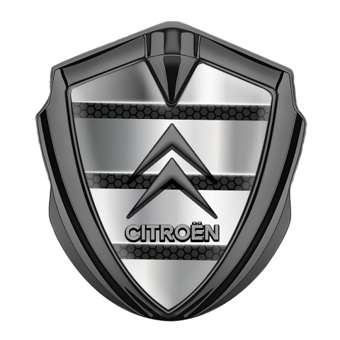 Citroen 3D Car Metal Emblem Graphite Metallic Fence Effect Grey Logo