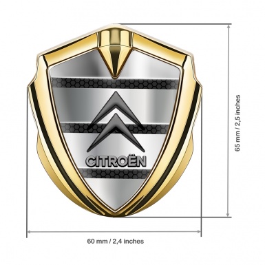 Citroen 3D Car Metal Emblem Gold Metallic Fence Effect Grey Logo