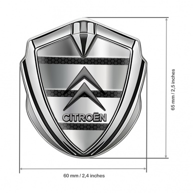 Citroen 3D Car Metal Emblem Silver Metallic Fence Effect Grey Logo