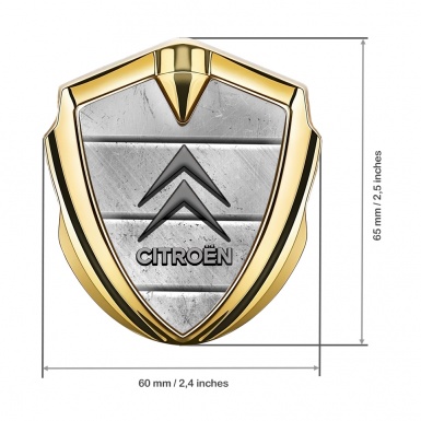 Citroen Selbstklebendes Metallaufkleber Emblem Goldtonfarbe mit Steinplatten Design