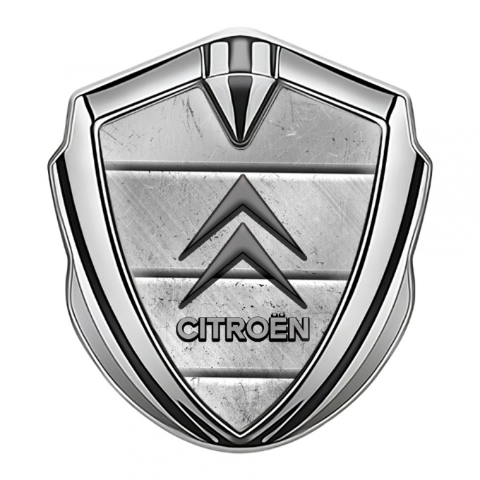 Citroen Bodyside Badge Self Adhesive Silver Stone Slab Grey Logo