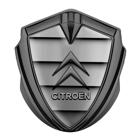 Citroen Emblem Logo Schriftzug Aufkleber Graphit Tonfarbe mit Auto Gitter Effekt und Grau Logo 