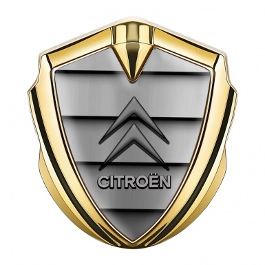 Citroen Emblem Logo Schriftzug Aufkleber Goldtonfarbe mit Auto Gitter Effekt und Grau Logo