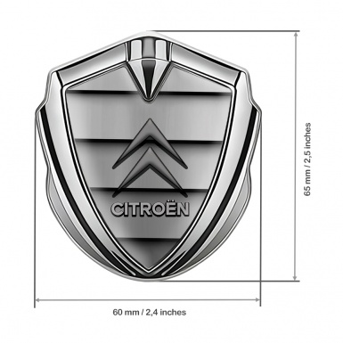 Citroen Emblem Logo Schriftzug Aufkleber Silbertonfarbe mit Auto Gitter Effekt und Grau Logo