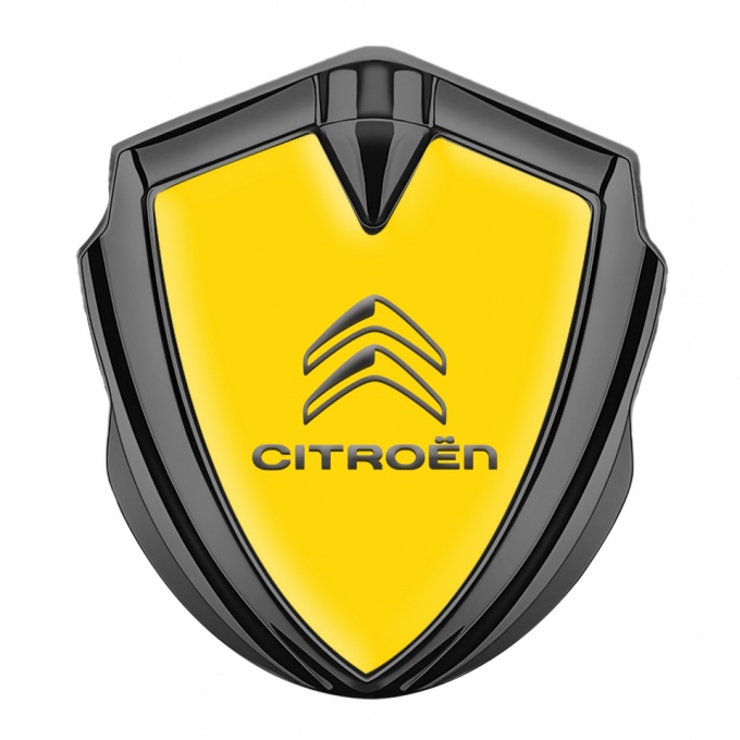 Citroen Fender Emblem Badge Graphite Yellow Base Grey Logo Edition