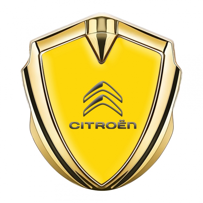 Citroen Fender Emblem Badge Gold Yellow Base Grey Logo Edition