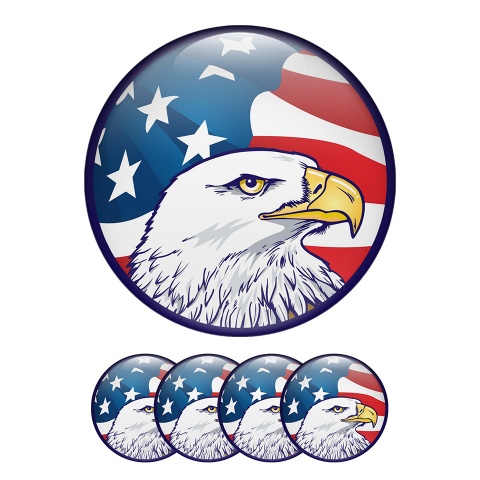 Animals Wheel Center Caps Emblem Eagle Head Printing Background American Flag  